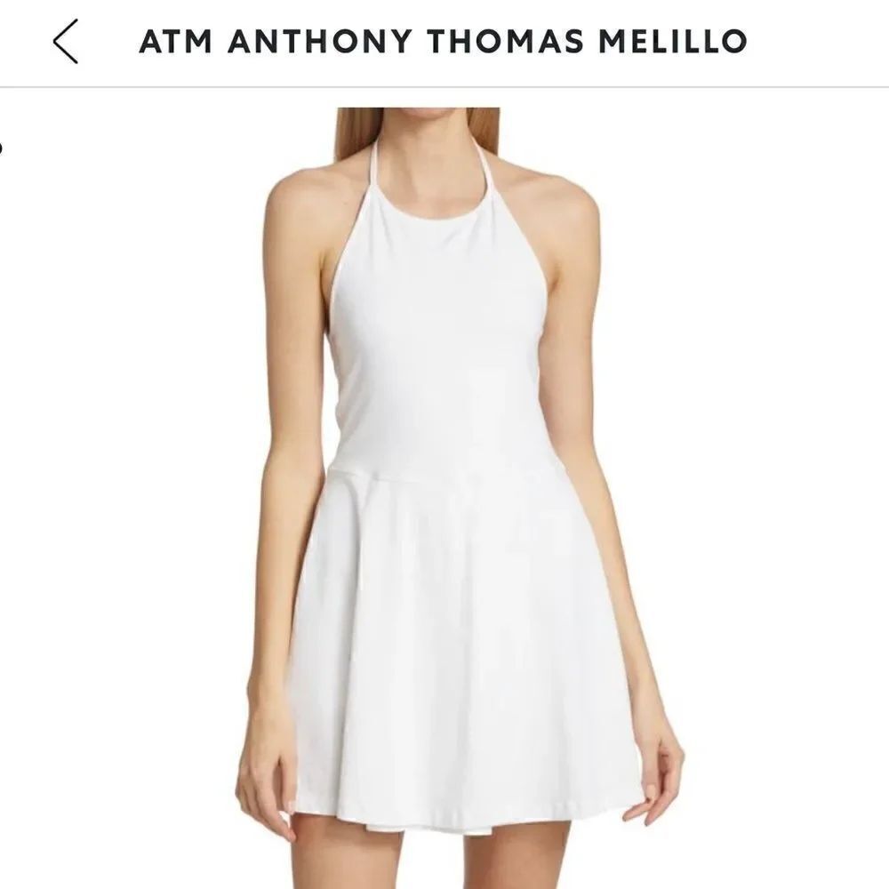 $269 ATM Anthony Thomas Melillo Pima Cotton Halter Tennis Dress